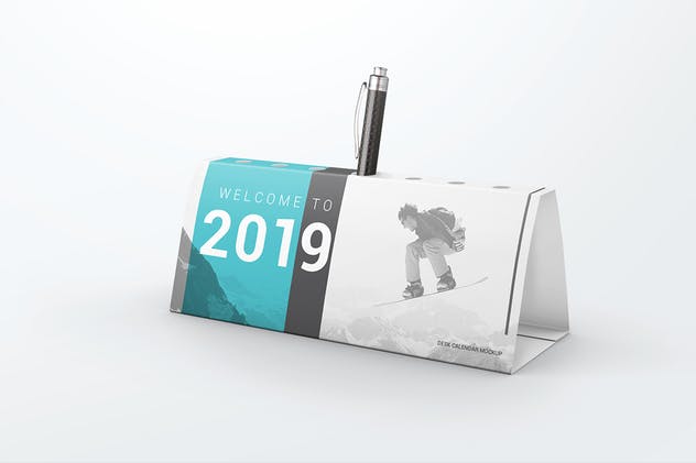 创意笔筒台历样机模板 Desk Calendar Pen Holder Mockup插图(2)