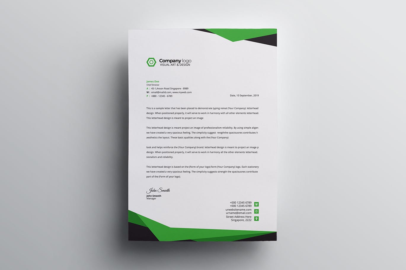信息科技企业信封设计模板v4 Letterhead插图(1)