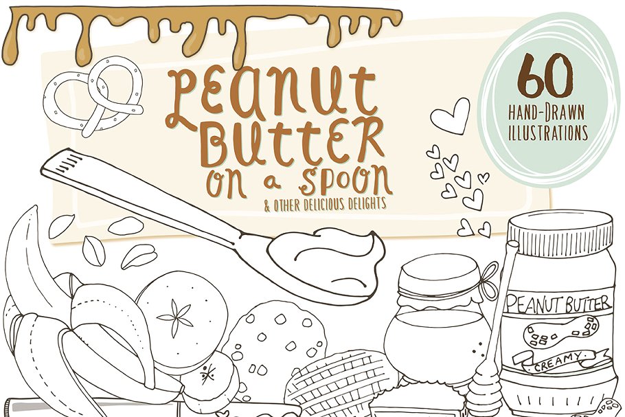 花生酱食物手绘矢量插图 Food Illustrations – Peanut Butter插图(2)