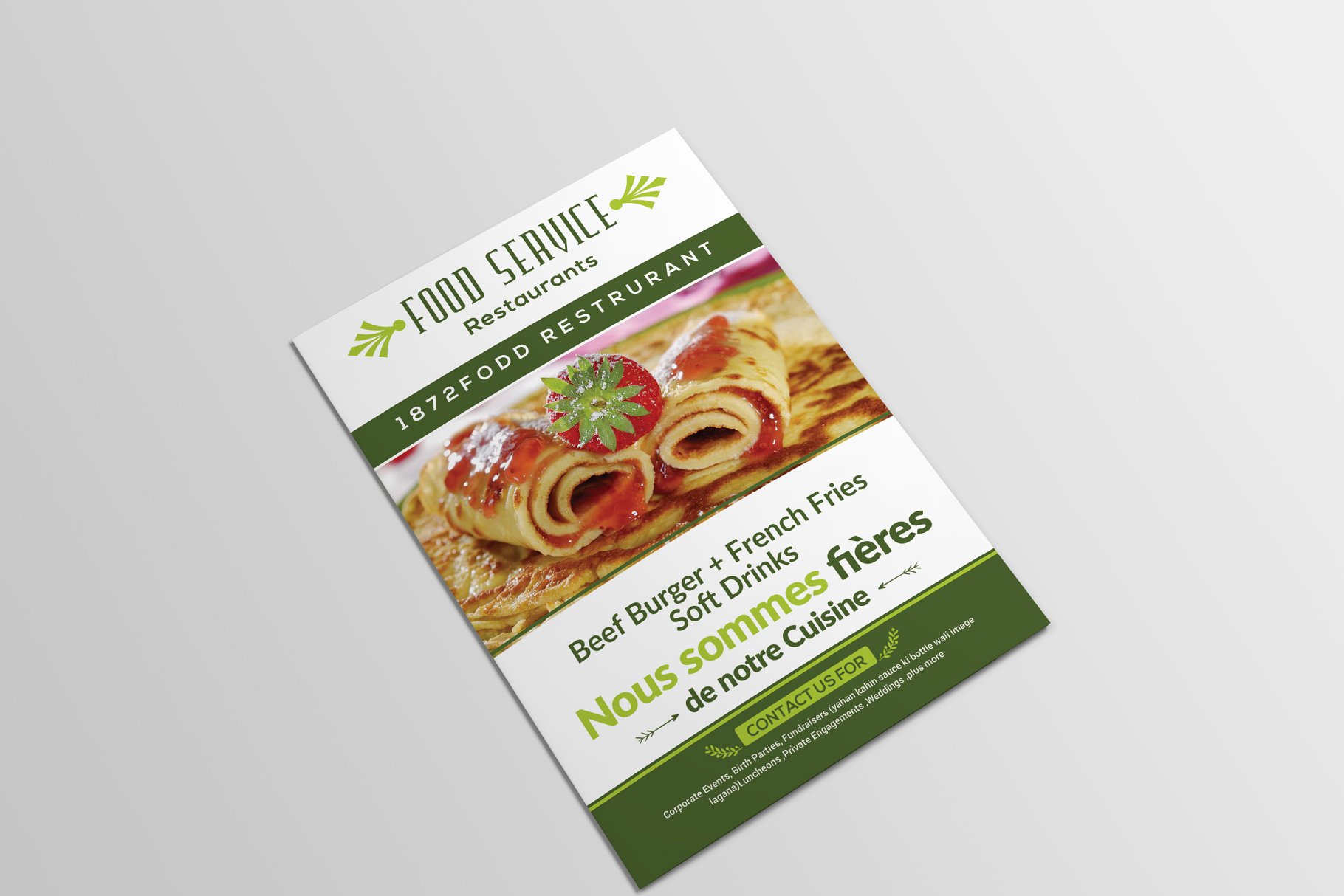 双折页西式快餐餐厅食品菜单模板 Bi-fold Restaurant Food Menu插图(1)