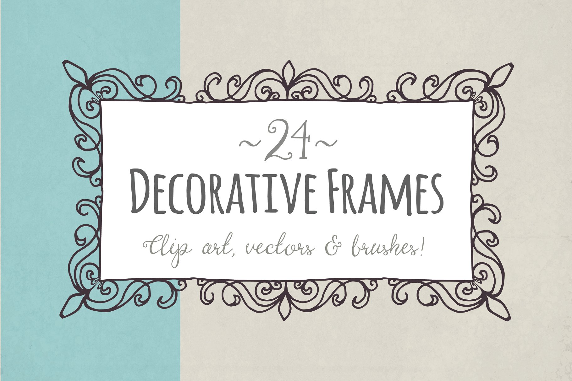 24种手绘装饰框图形 Decorative Frames – Vector插图