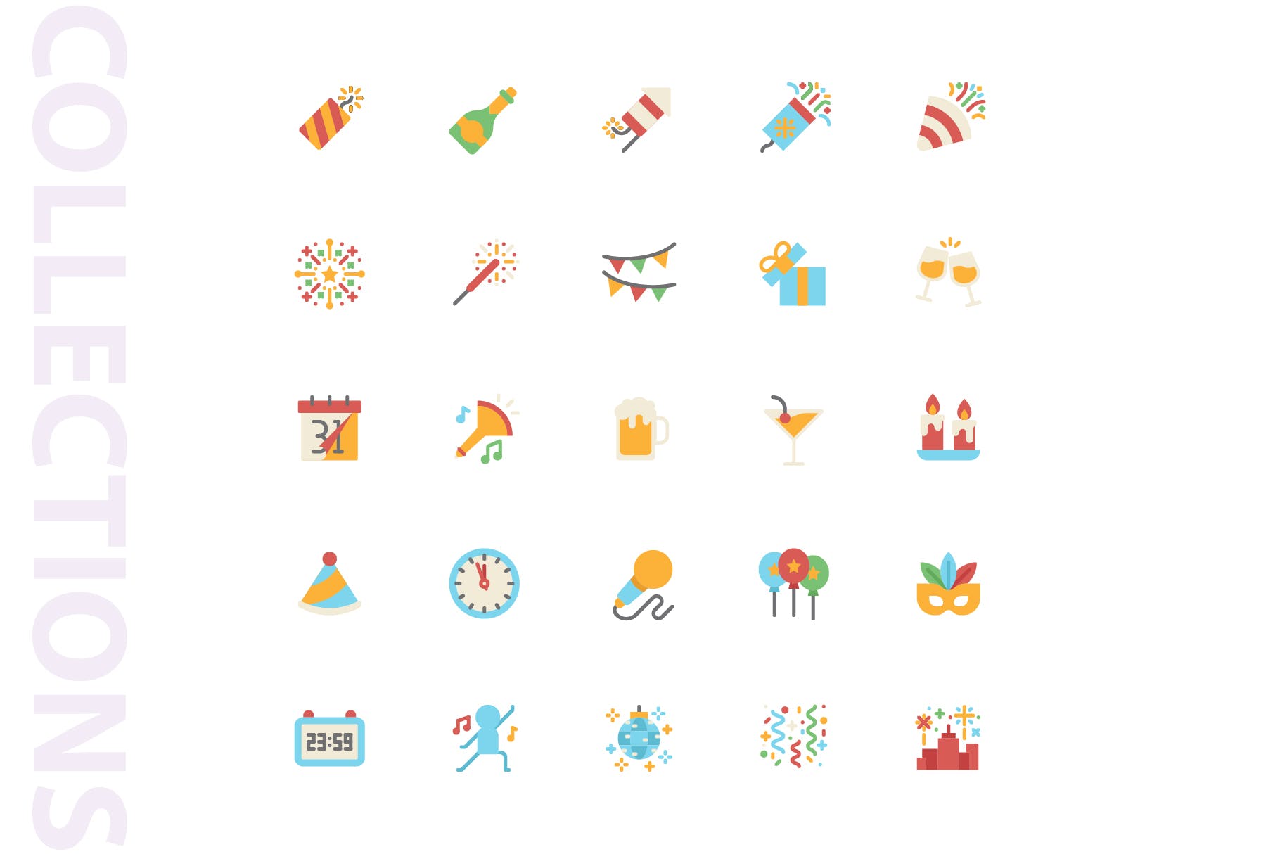 25枚新年主题扁平设计风格矢量图标 New Year Flat  Icons插图(3)