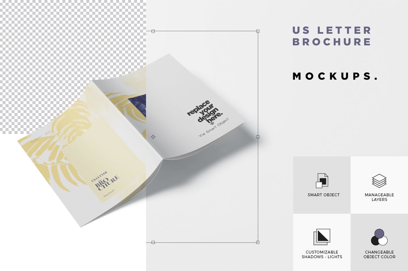 美国信纸尺寸杂志画册设计效果图样机 US Letter Brochure / Magazine Mock-Up插图(6)