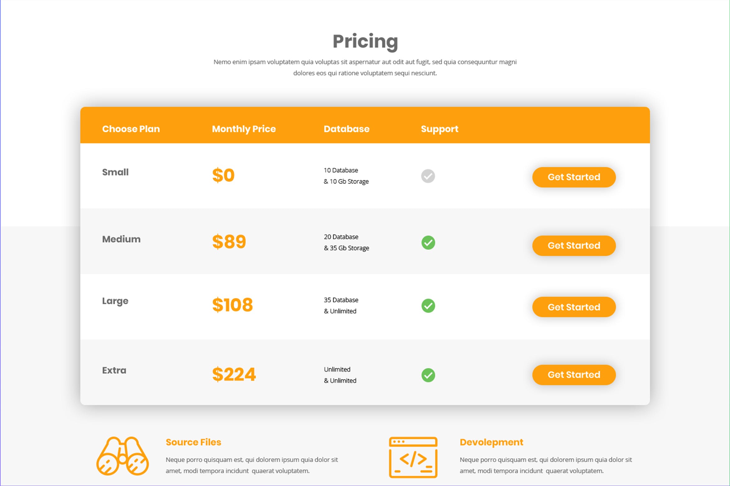 云存储服务价格表单UI设计模板 Pricing Table插图