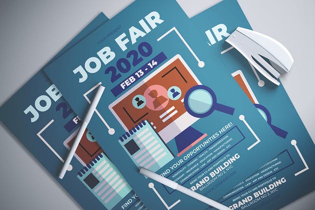 大型招聘会活动海报设计模板 Job Fair Flyer插图(1)