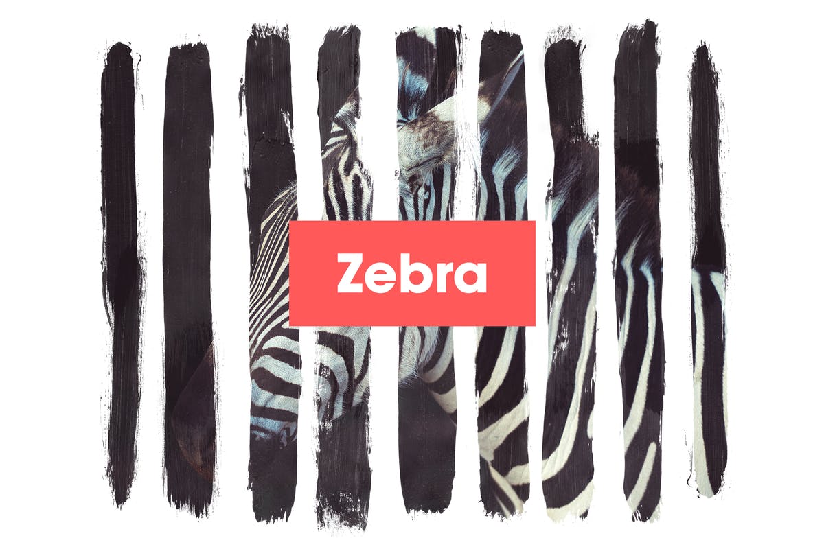 水墨斑马条纹遮罩效果PSD分层模板 Zebra插图