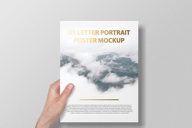 美国信纸规格海报传单/信头样机 US Letter Portait Flyer / Letterhead Mockup插图(9)