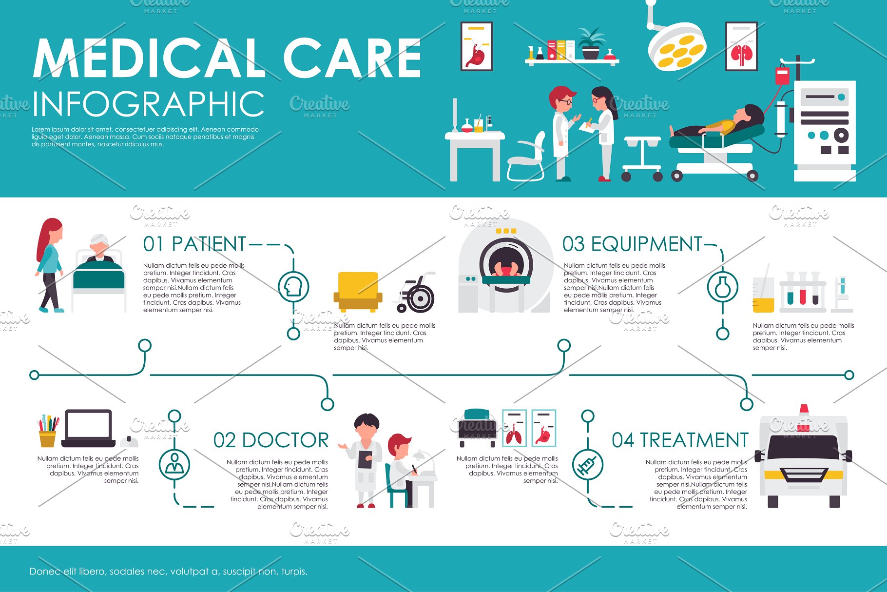 12款医药主题扁平化设计风格信息图表素材 12 Medical Flat Infographics插图(2)