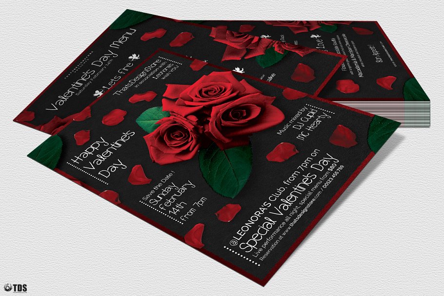 情人节主题菜单PSD模板V2 Valentines Day Flyer+Menu PSD V2插图(3)