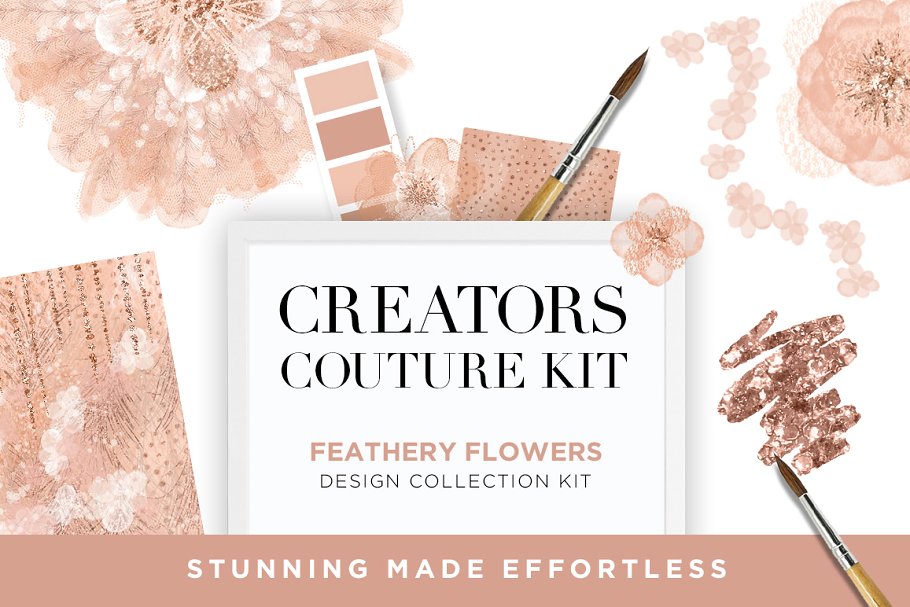 羽饰花卉设计套装 Feathery Flowers Couture Design Kit插图