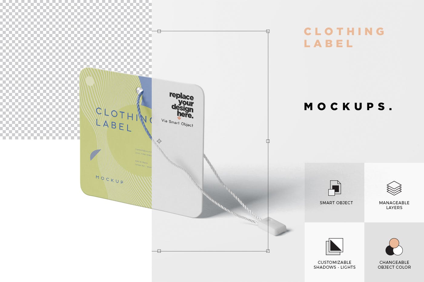 服装挂牌标签设计图样机模板 Clothing Label Mockups插图(6)
