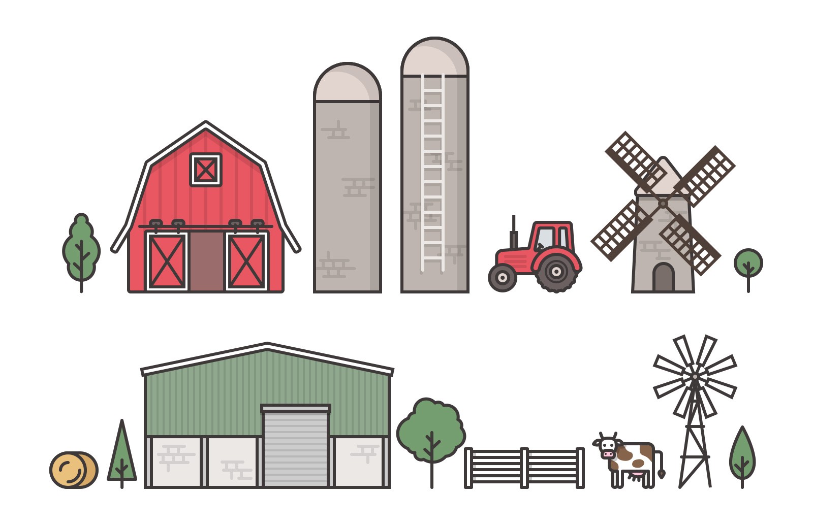 手绘农场元素矢量形状 Farm Vector Illustrations插图(3)