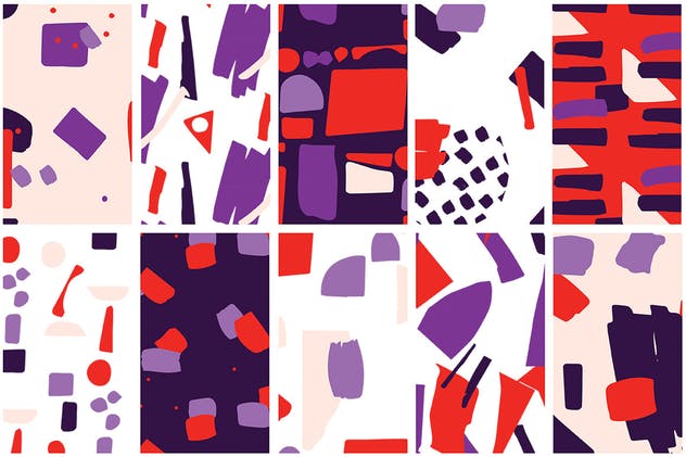 拼贴风格彩色印花图案素材 Collage Colorful Patterns插图(4)