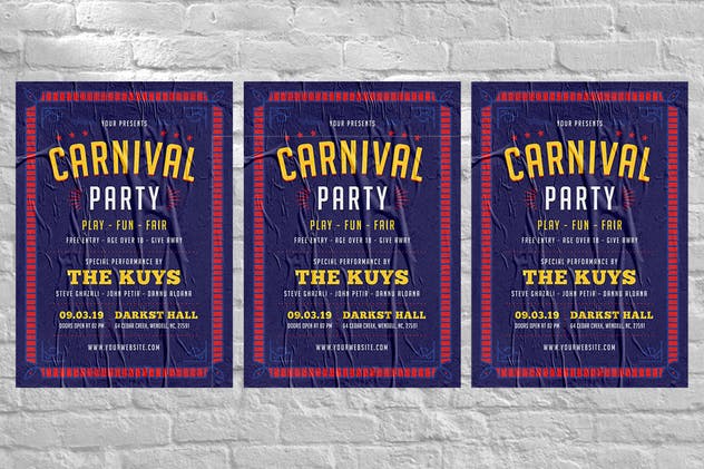 复古设计风格嘉年华活动海报设计模板 Carnival Event Flyer插图(3)
