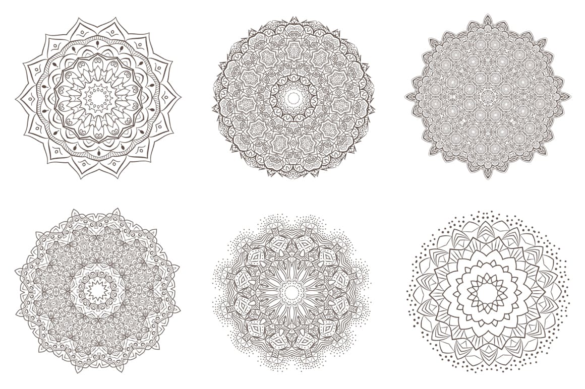 69种曼陀罗花矢量几何图形设计素材包 69 Vector Mandala – All Kinds of Complexity Set插图(3)