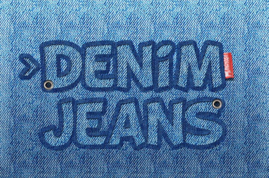 一个牛仔布绣字效果的PS模板 Free Jeans Text Photoshop Template [PSD]插图