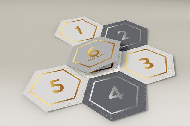 六角形折叠式小册子样机 Hexagon Fold Out Style Brochure插图(5)