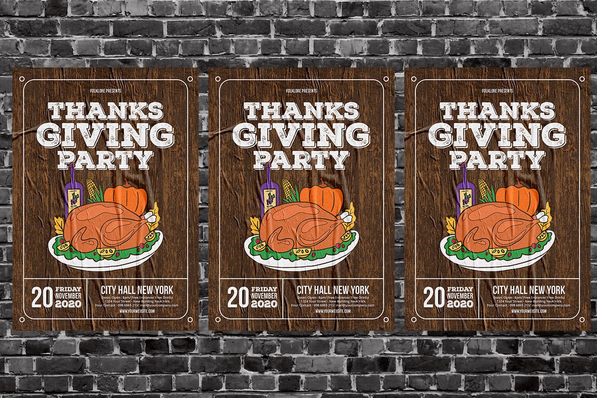 感恩节火鸡美食节海报传单模板 Thanksgiving Flyer插图(3)