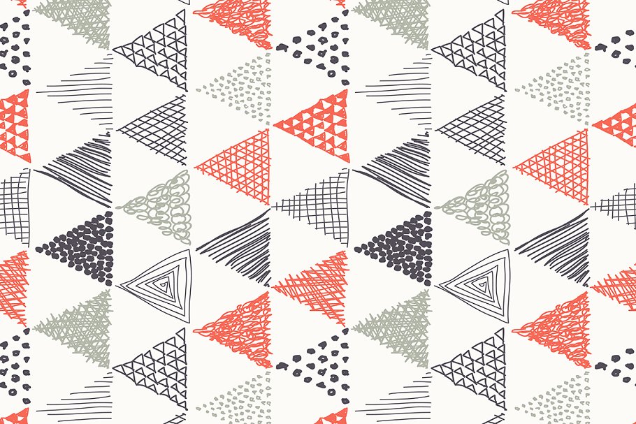 三角几何图形叠加无缝纹理4 Triangles. Seamless Patterns. Set 4插图(4)