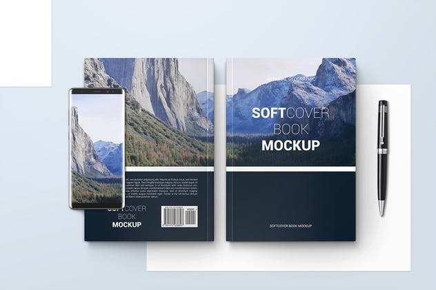 软封面图书包装拆封样机模板 Softcover Book Mockups插图(3)