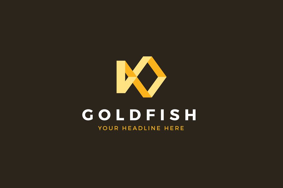 金色的鱼图形Logo模板 Gold Fish Logo Template插图(1)