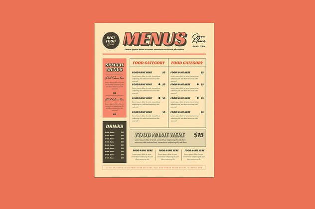 欧美复古设计风格西餐厅菜单设计PSD模板 Retro Menus插图(3)