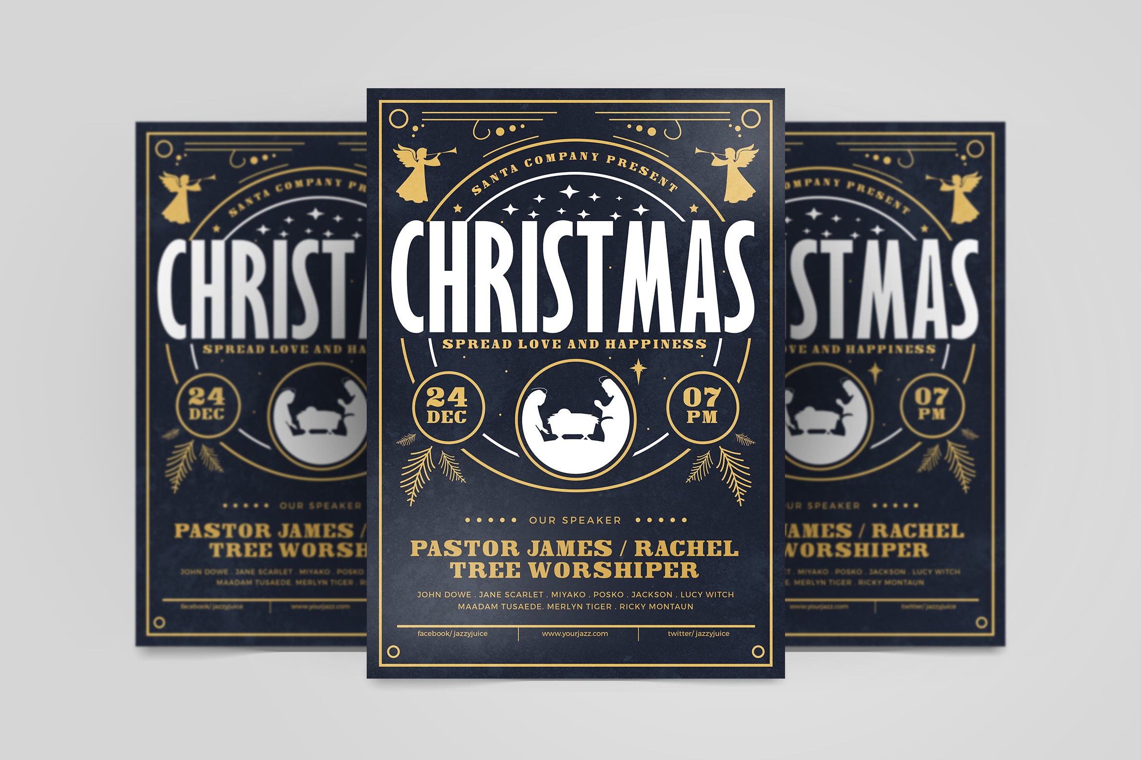 圣诞节庆祝晚宴聚会海报传单模板 Christmas Party Flyer插图