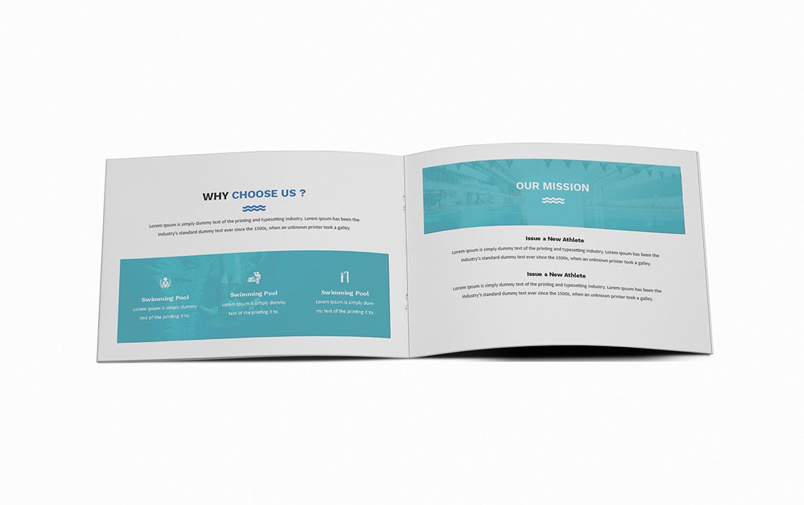 游泳培训招生简章/宣传册设计模板 Swimming A5 Brochure Template插图(6)