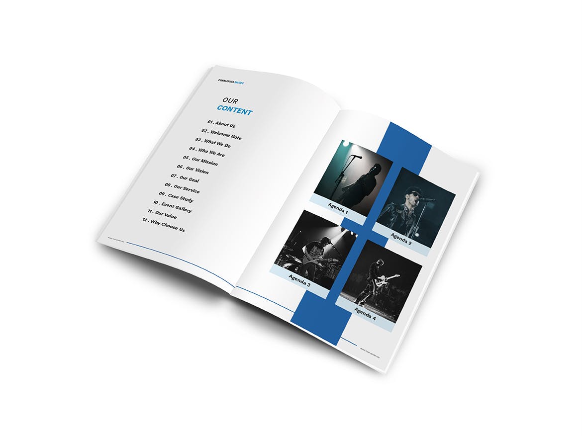 音乐主题A4规格画册/宣传册设计模板 Music A4 Brochure Template插图(4)