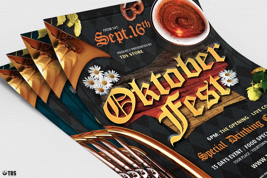 卡拉OK派对传单PSD模板v10 Oktoberfest Flyer PSD V10插图(4)