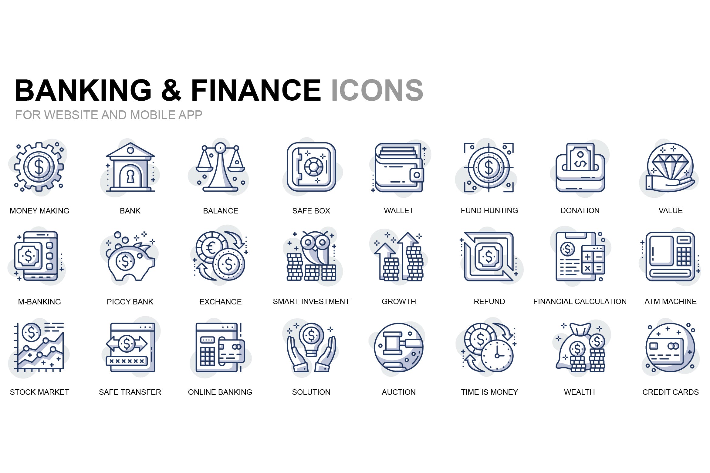 银行&金融主题细线图标线性图标集 Banking and Finance Thin Line Icons插图