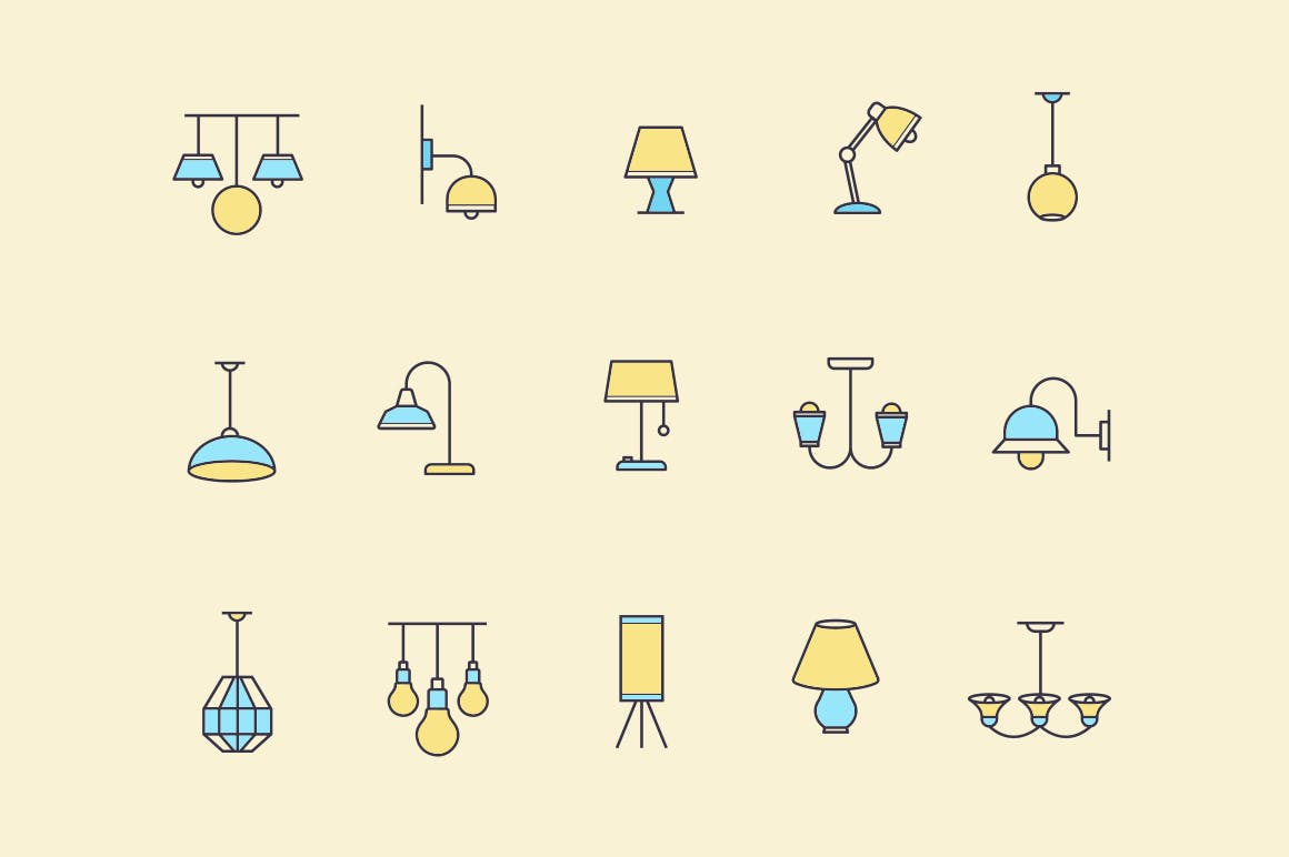 15枚台灯矢量图标 15 Lamp Icons插图(1)