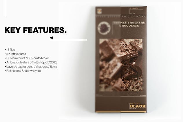 巧克力条食品外包装样机 Chocolate Bar Packaging Mockup插图(9)