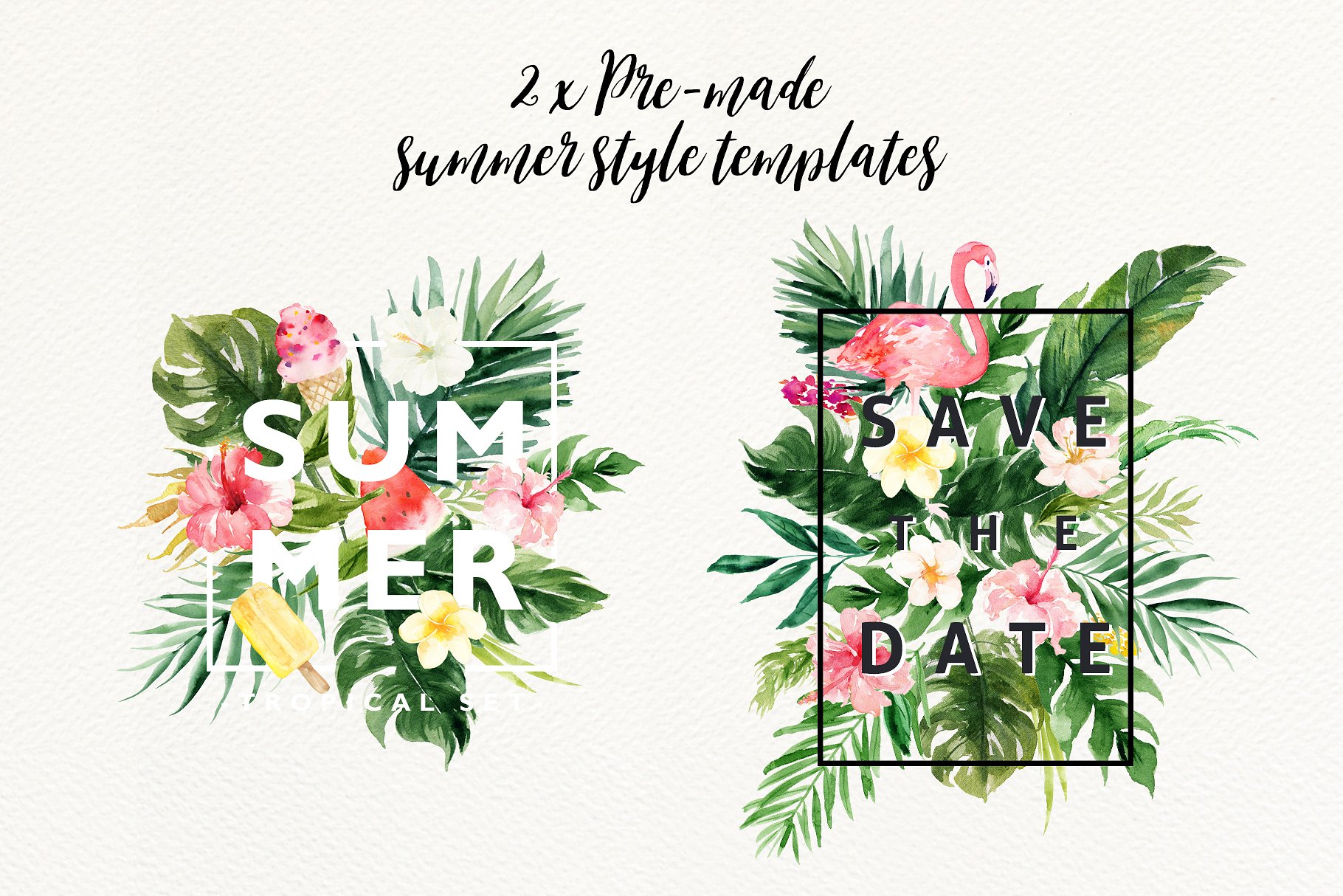 热带夏季手绘设计元素 Summer Design Set-Tropical插图(4)