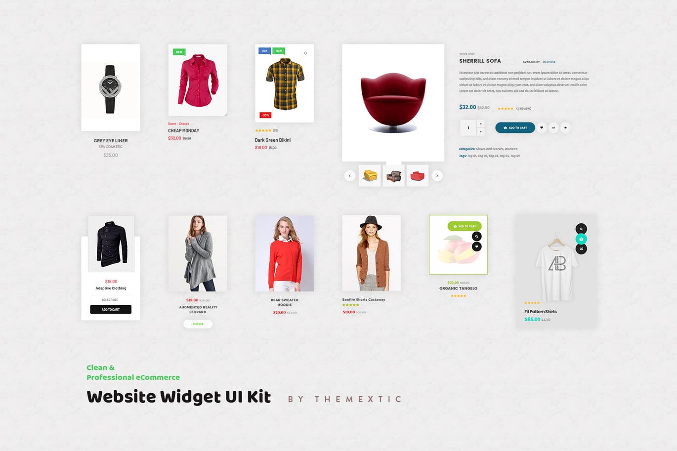 10个电商网站小部件UI设计模板 10 eCommerce Website Widget UI Kit Elements PSD插图