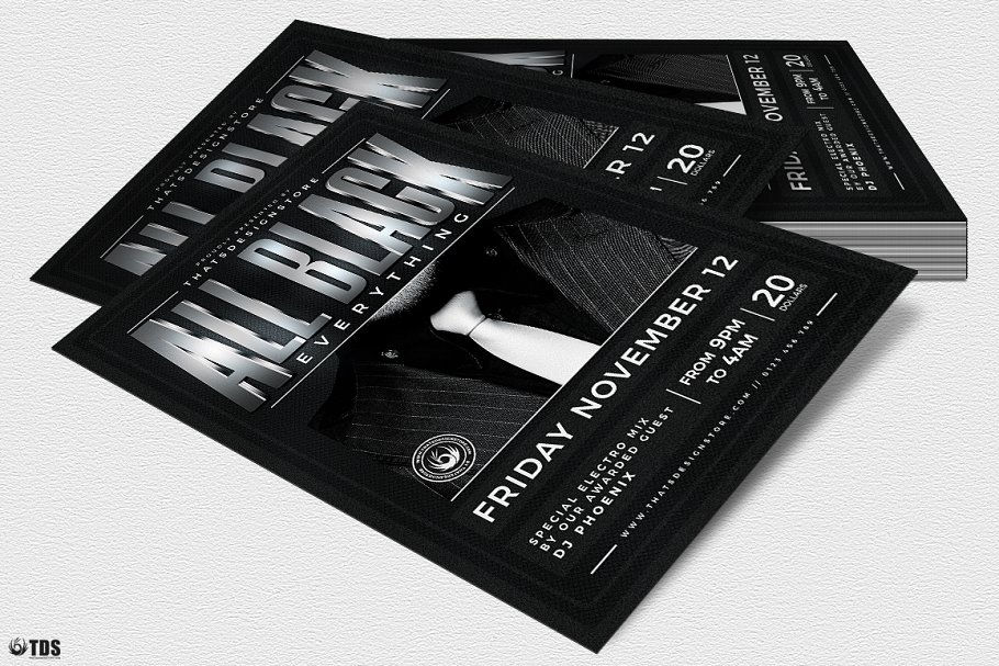 黑色暗色调派对活动宣传单设计PSD模板V4 Black Party Flyer PSD V4插图(3)