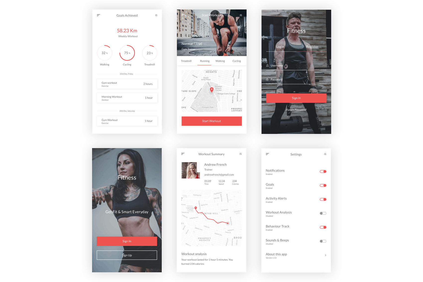 健身俱乐部/健身运动APP应用UI设计套件Figma模板 Fitness – Health, Workout & Gym UI Kit for Figma插图(7)