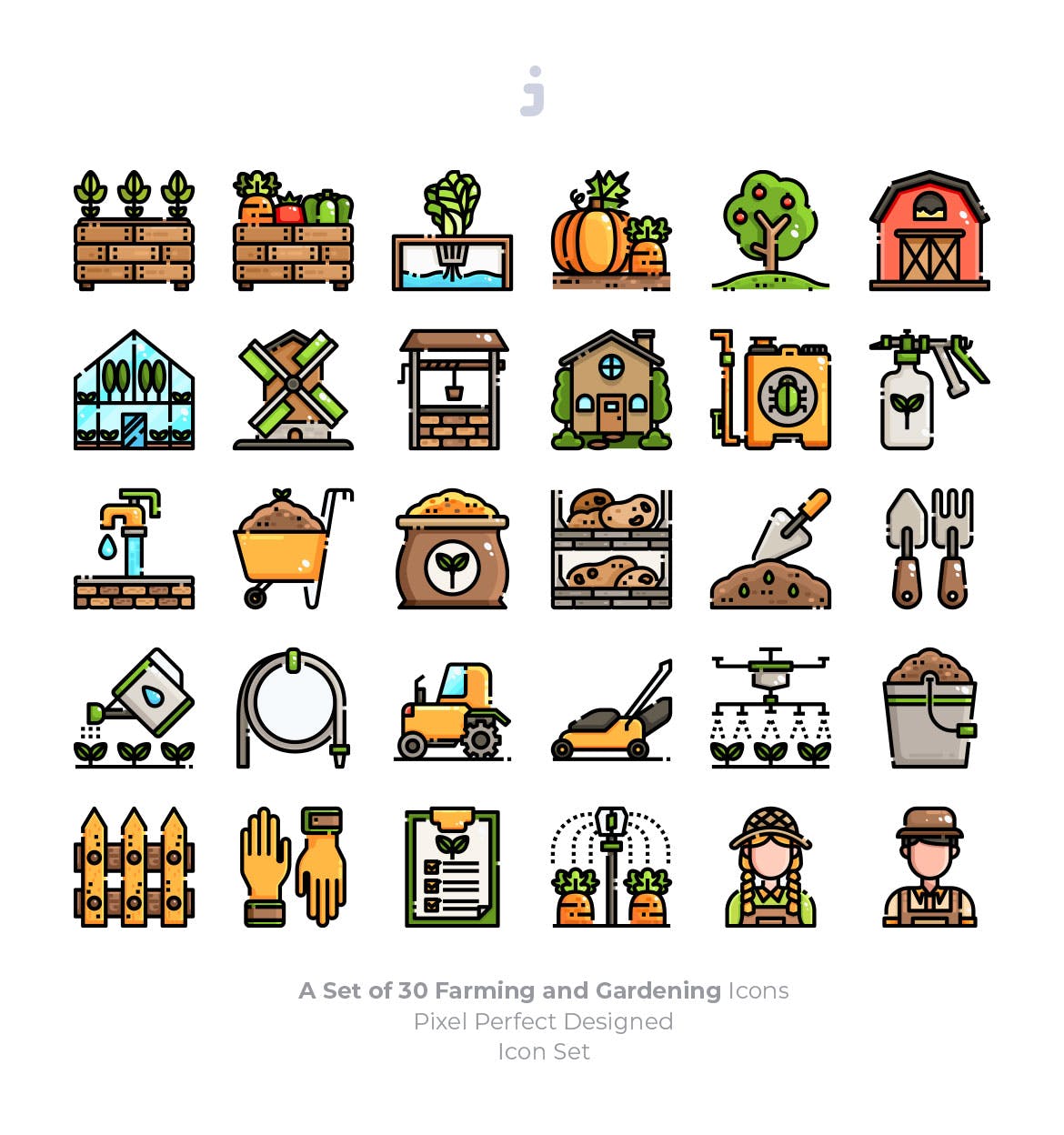 30枚农业&园艺主题矢量图标素材 30 Farming and Gardening Icons插图(1)