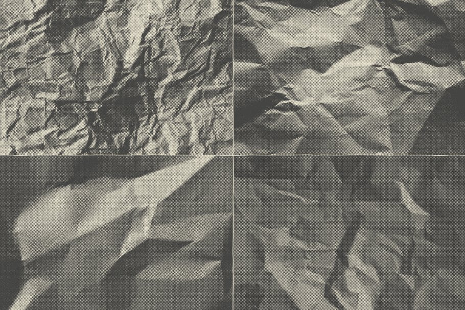15款半色调皱褶纸张纹理 15 Crumpled Paper Halftone Textures插图(5)