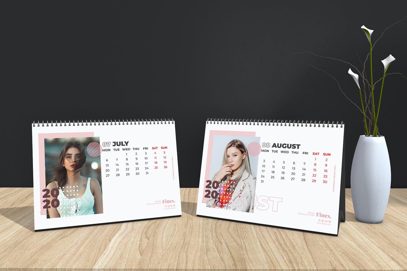 2020年时尚活页台历设计模板 Fines – Fashion Table Calendar 2020插图(5)