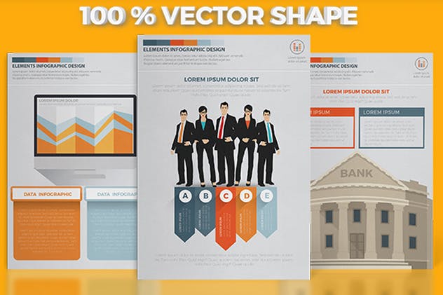 商业策划/业务数据信息图表元素设计模板 Business Infographics A4 Template Design插图(1)
