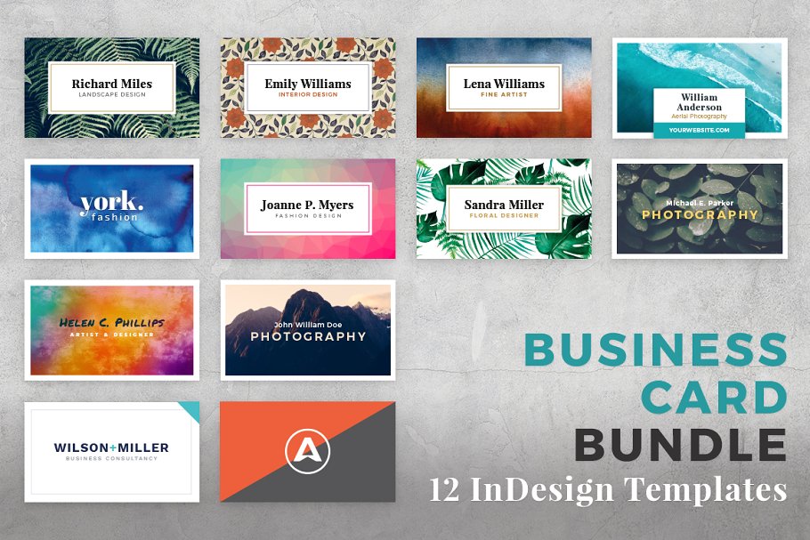 创意设计品牌企业名片模板合集 Business Card Bundle for InDesign插图