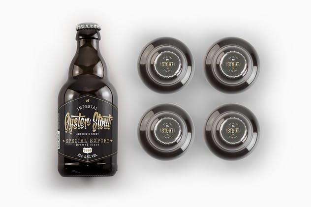 黑色啤酒瓶样机模板 Steinie Beer Black Bottle Mockup插图(6)