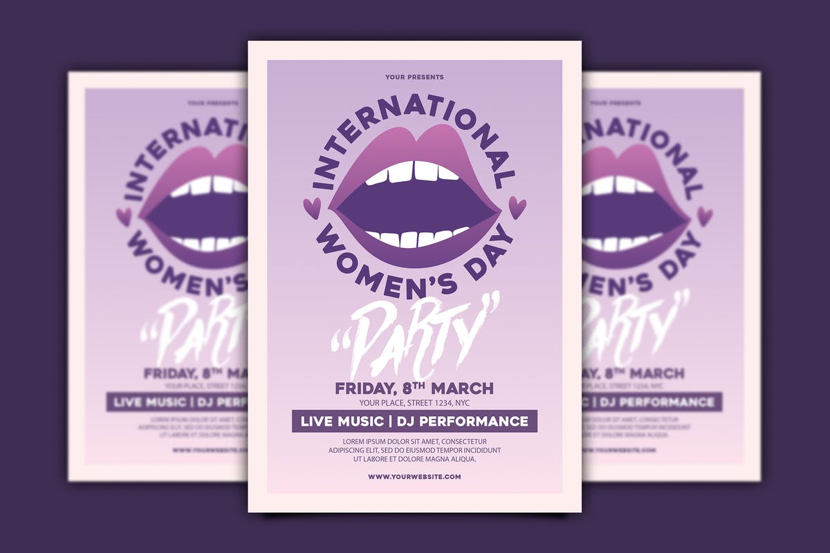 国际妇女节纪念日活动传单PSD模板 International Women’s Day Flyer插图
