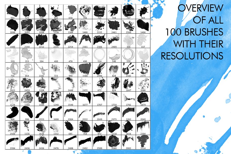 100种随性画笔笔画图案PS笔刷 100 Messy Photoshop Brushes插图(4)