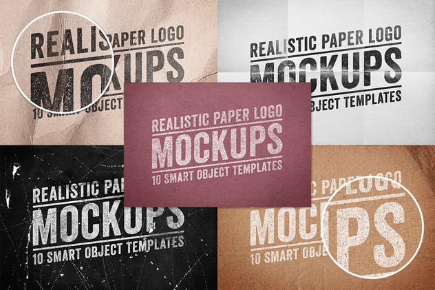 逼真复古纸张Logo设计展示样机模板Vol.1 Realistic Paper Logo Mockups Volume 1插图(2)