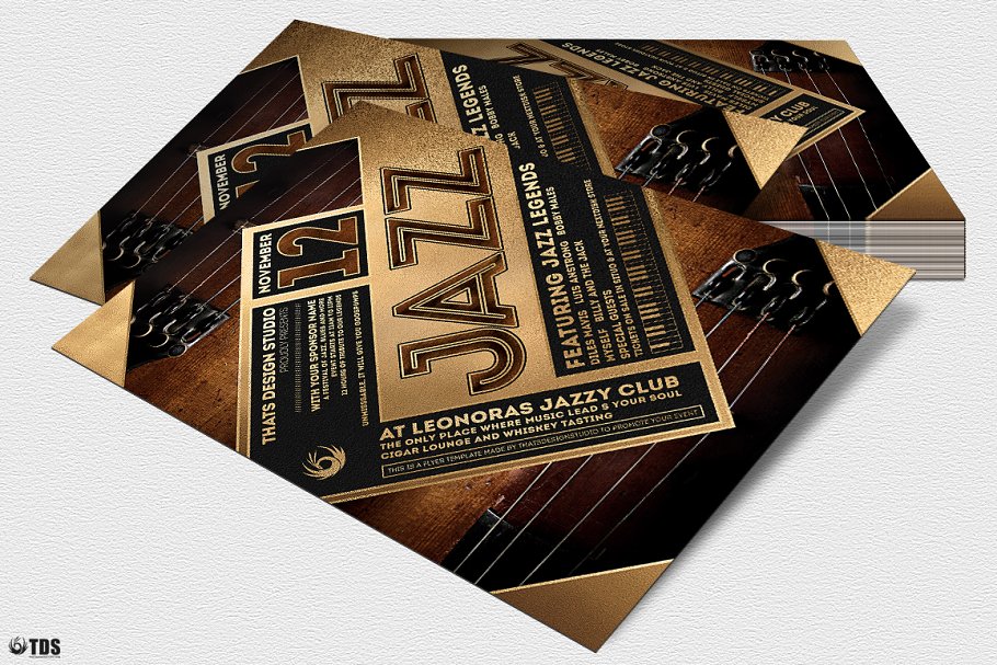爵士音乐派对传单PSD模板v5 Jazz Festival Flyer PSD V5插图(3)
