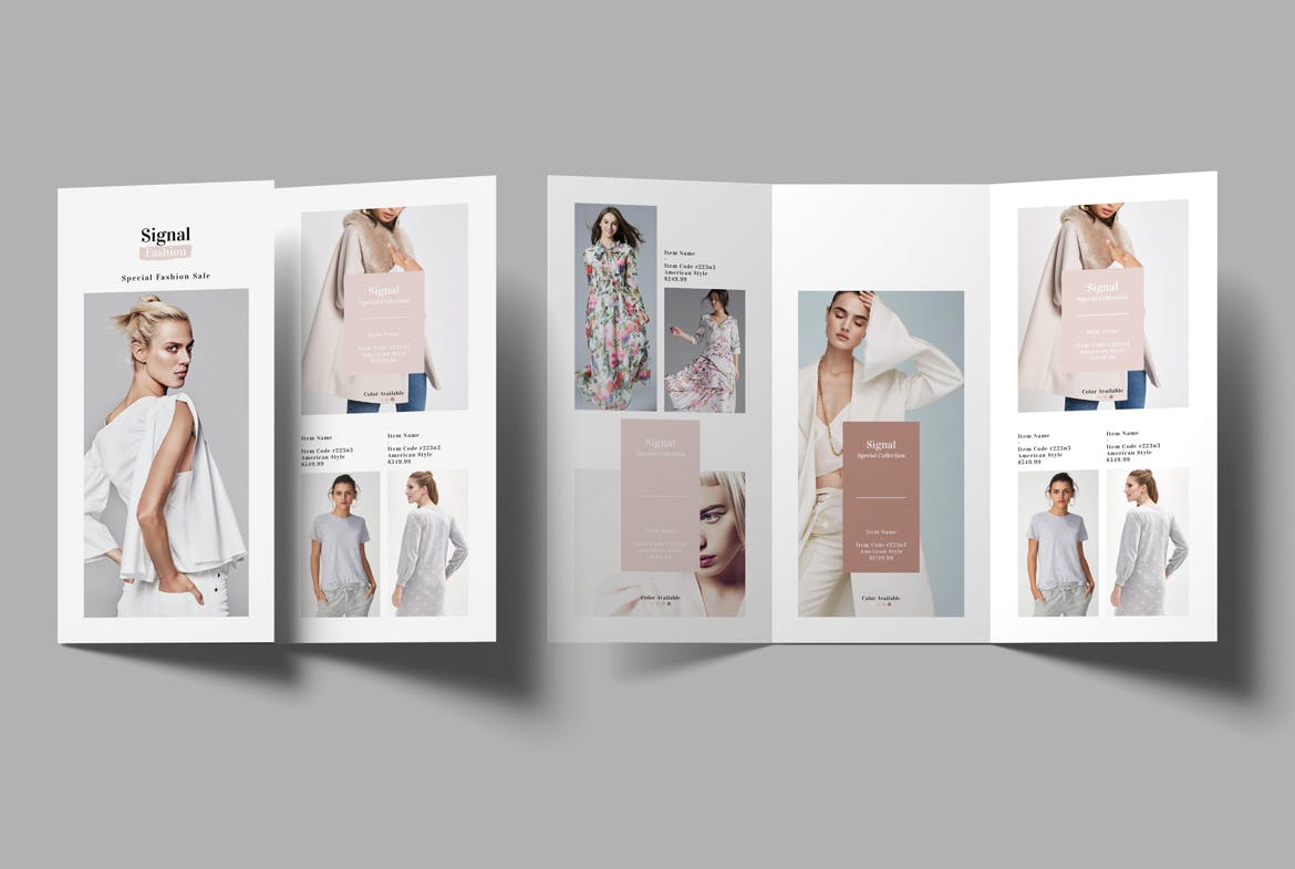 时尚行业三折页宣传页设计模板 Fashion Trifold Brochure插图(1)