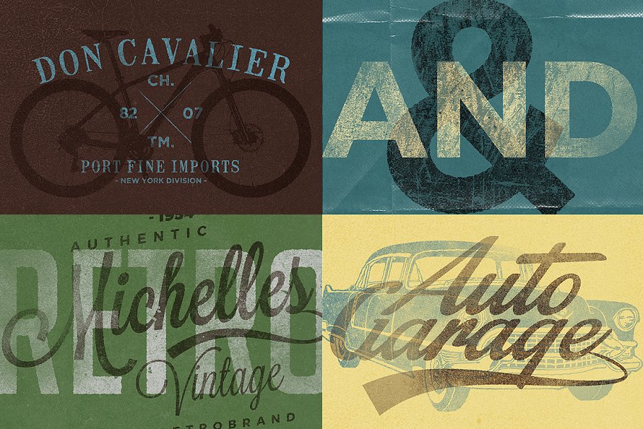 复古活版印刷文本图层样式 Vintage Letterpress Texture Effects插图(1)