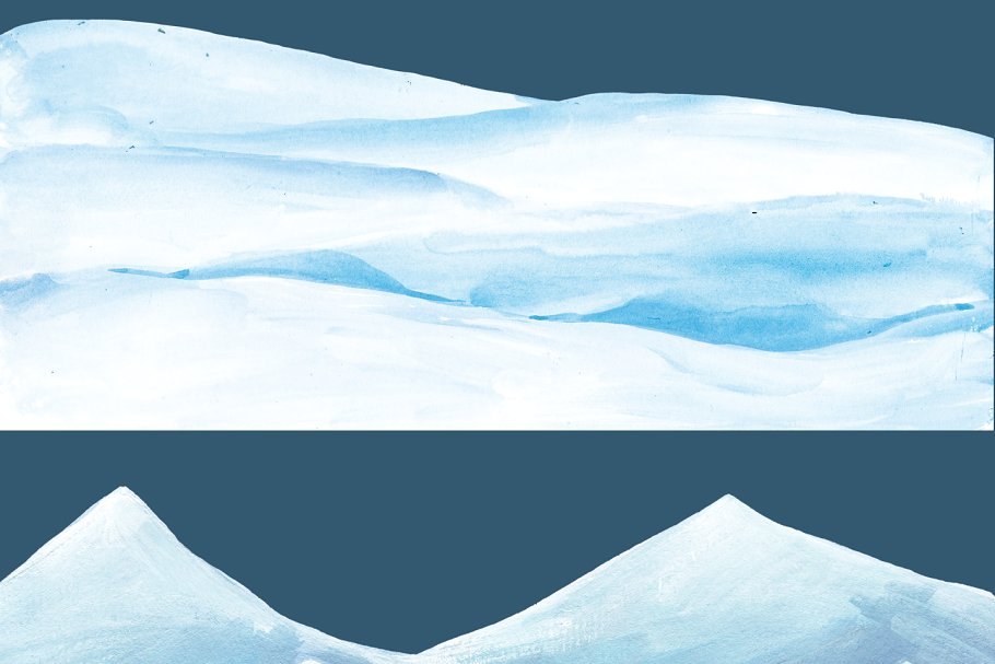 圣诞手绘水粉雪景-剪贴画  Snowy Landscape – clipart插图(1)